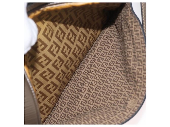 Borsa a Spalla FENDI Zucchino Canvas Beige Auth 180015 - vista 21