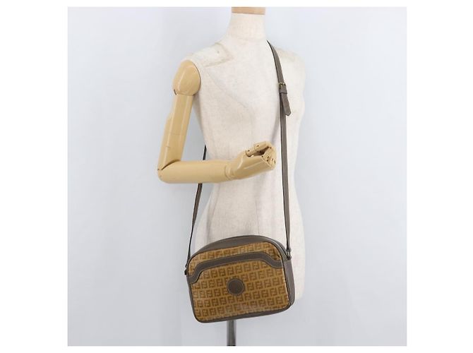 Borsa a Spalla FENDI Zucchino Canvas Beige Auth 180015 - vista 22