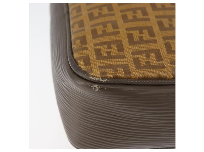 Borsa a Spalla FENDI Zucchino Canvas Beige Auth 180015 - vista 4