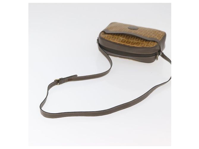 Borsa a Spalla FENDI Zucchino Canvas Beige Auth 180015 - vista 8
