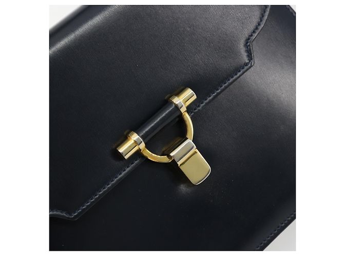 Borsa GUCCI in pelle blu navy e oro Auth 177606 D'oro - vista 17