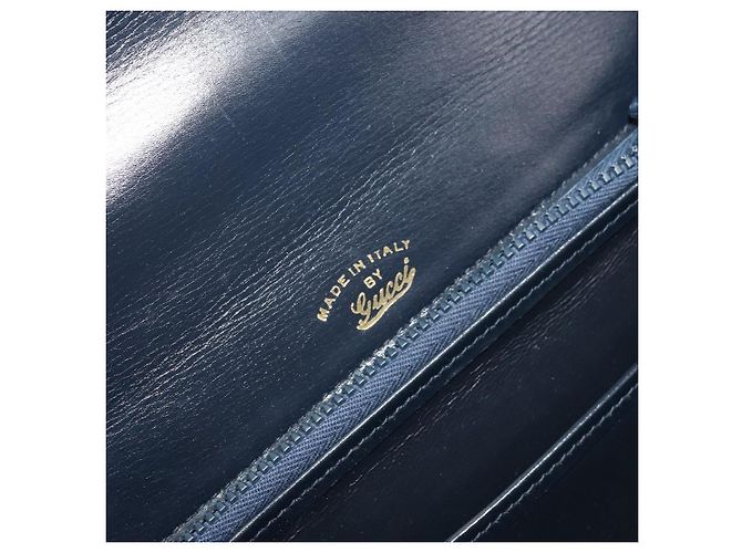 Borsa GUCCI in pelle blu navy e oro Auth 177606 D'oro - vista 18