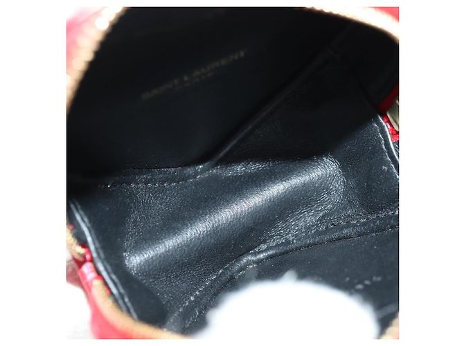 Borsa a Spalla SAINT LAURENT Love Heart Chain in Pelle Rossa e Oro Auth 179049V Rosso D'oro - vista 10