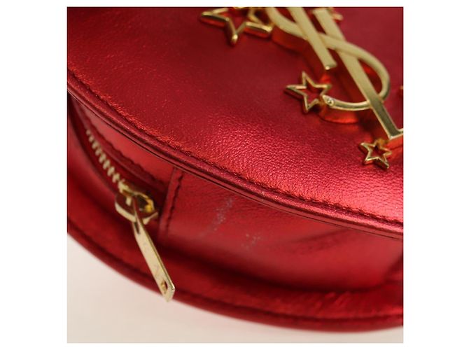 Borsa a Spalla SAINT LAURENT Love Heart Chain in Pelle Rossa e Oro Auth 179049V Rosso D'oro - vista 14