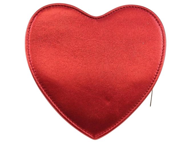 Borsa a Spalla SAINT LAURENT Love Heart Chain in Pelle Rossa e Oro Auth 179049V Rosso D'oro - vista 2