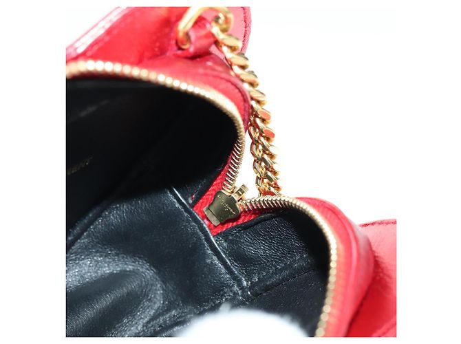 Borsa a Spalla SAINT LAURENT Love Heart Chain in Pelle Rossa e Oro Auth 179049V Rosso D'oro - vista 20