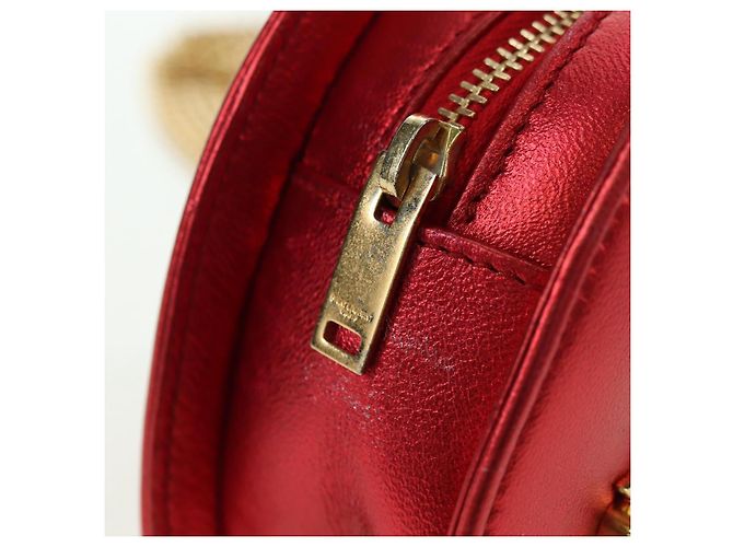 Borsa a Spalla SAINT LAURENT Love Heart Chain in Pelle Rossa e Oro Auth 179049V Rosso D'oro - vista 9