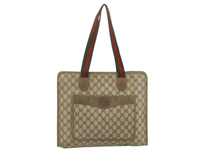 Borsa Tote GUCCI GG Supreme Web Sherry Line PVC Beige Red 89 02 997 Auth 180169 - vista 13