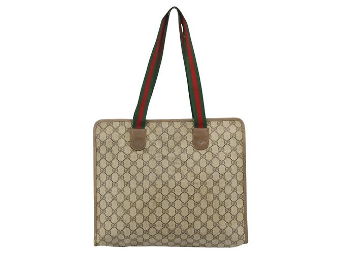 Borsa Tote GUCCI GG Supreme Web Sherry Line PVC Beige Red 89 02 997 Auth 180169 - vista 2