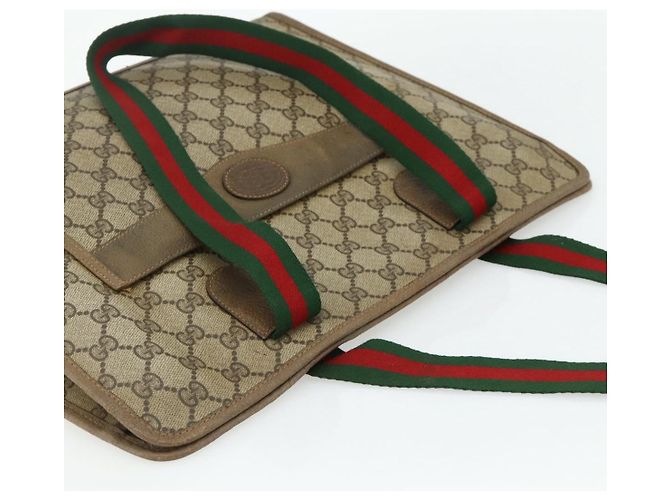 Borsa Tote GUCCI GG Supreme Web Sherry Line PVC Beige Red 89 02 997 Auth 180169 - vista 6