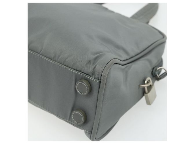 PRADA Handtasche Nylon Grau Silber Authentisch 180192A Braun - Ansicht 15