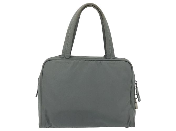 PRADA Handtasche Nylon Grau Silber Authentisch 180192A Braun - Ansicht 2