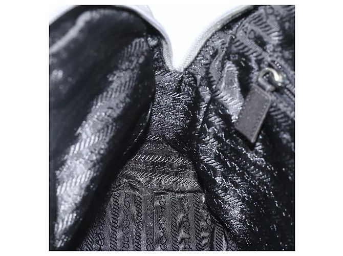 PRADA Handtasche Nylon Grau Silber Authentisch 180192A Braun - Ansicht 22