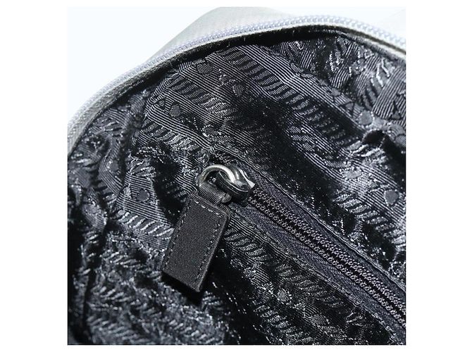 PRADA Handtasche Nylon Grau Silber Authentisch 180192A Braun - Ansicht 23