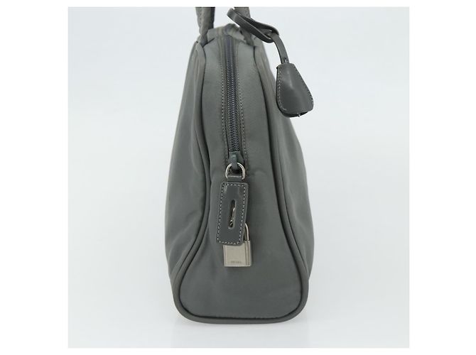 PRADA Handtasche Nylon Grau Silber Authentisch 180192A Braun - Ansicht 3