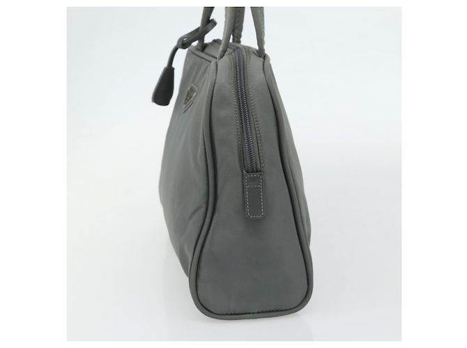 PRADA Handtasche Nylon Grau Silber Authentisch 180192A Braun - Ansicht 4