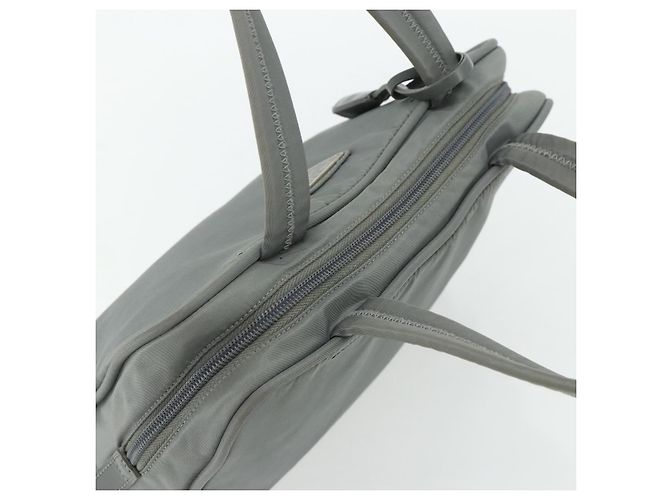 PRADA Handtasche Nylon Grau Silber Authentisch 180192A Braun - Ansicht 6