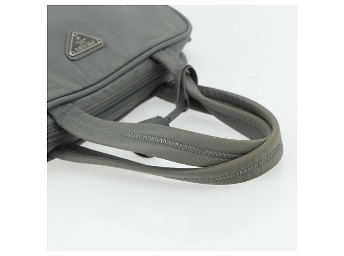 PRADA Handtasche Nylon Grau Silber Authentisch 180192A Braun - Ansicht 7