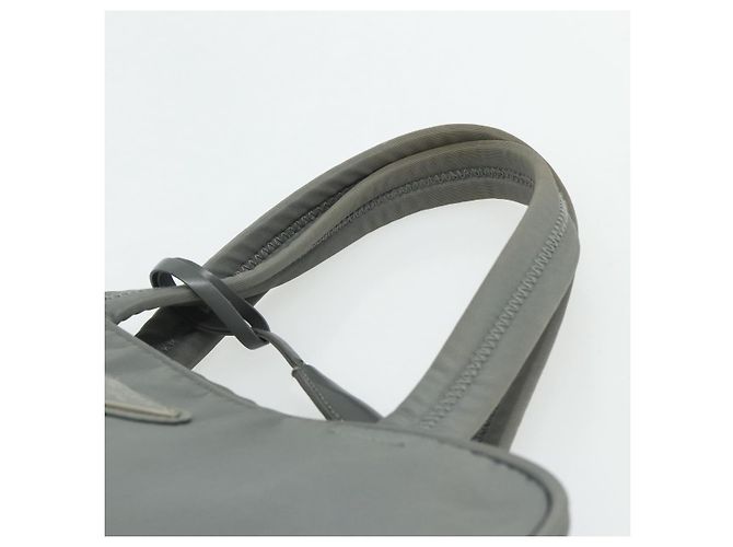 PRADA Handtasche Nylon Grau Silber Authentisch 180192A Braun - Ansicht 8