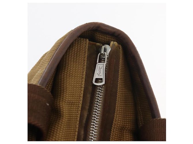 Borsa SAINT LAURENT in tela marrone Auth 180089 - vista 8