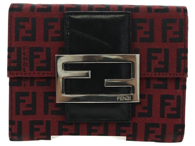 FENDI Zucchino Canvas Bifold Wallet Rot Silber Auth 167310A - Ansicht 13