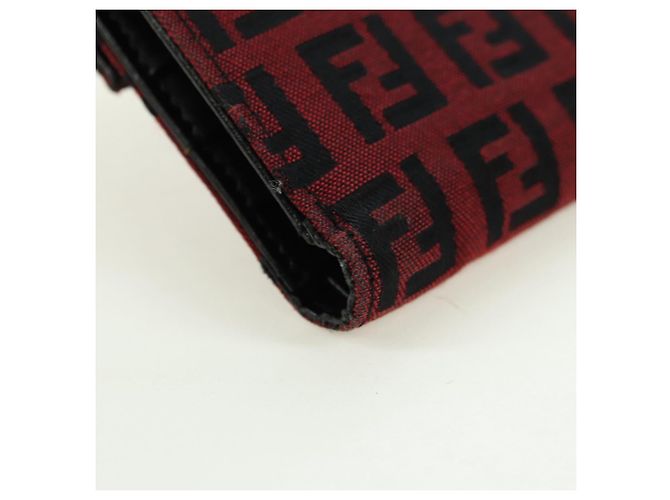 FENDI Zucchino Canvas Bifold Wallet Rot Silber Auth 167310A - Ansicht 15