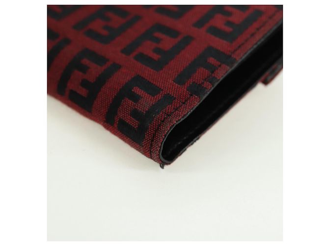 FENDI Zucchino Canvas Bifold Wallet Rot Silber Auth 167310A - Ansicht 16