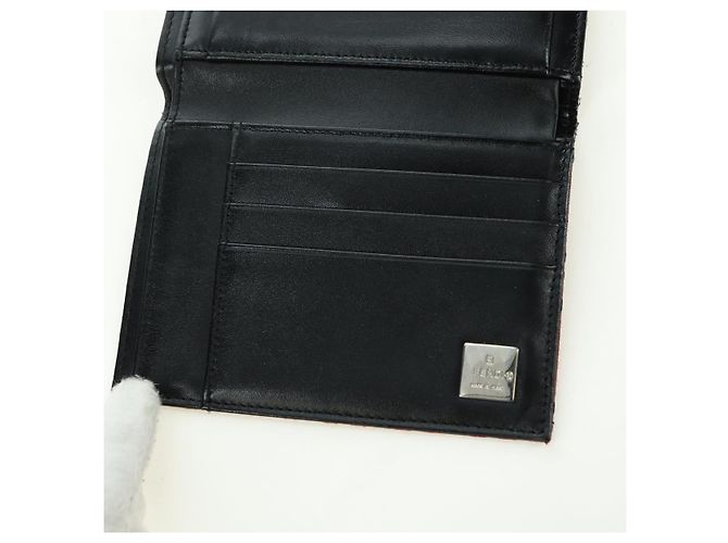 FENDI Zucchino Canvas Bifold Wallet Rot Silber Auth 167310A - Ansicht 18