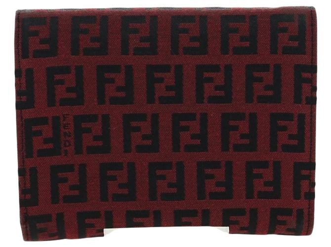 FENDI Zucchino Canvas Bifold Wallet Rot Silber Auth 167310A - Ansicht 2