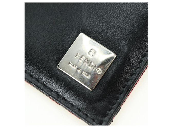 FENDI Zucchino Canvas Bifold Wallet Rot Silber Auth 167310A - Ansicht 21