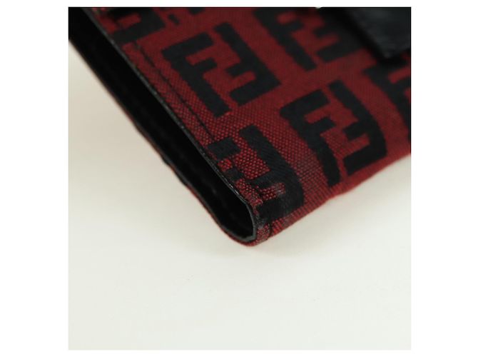 FENDI Zucchino Canvas Bifold Wallet Rot Silber Auth 167310A - Ansicht 7