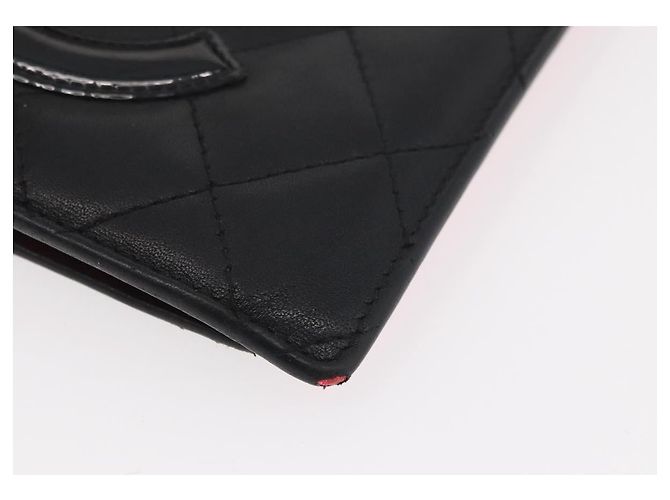 CHANEL Cambon Line Long Wallet Lamb Skin Black CC Auth 176412 Nero - vista 14