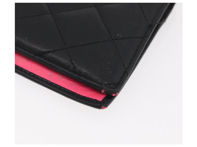 CHANEL Cambon Line Long Wallet Lamb Skin Black CC Auth 176412 Nero - vista 15