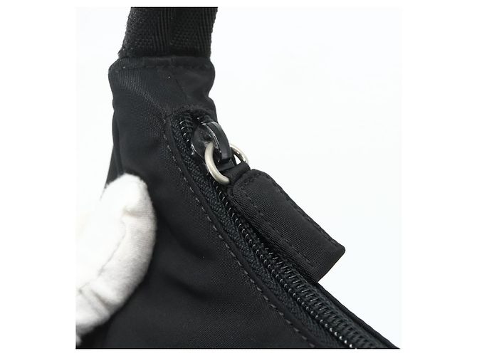 Borsa a mano Pouch PRADA Nylon Nero Argento Auth 178743 - vista 10