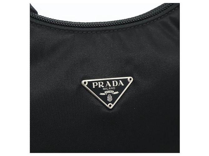 Borsa a mano Pouch PRADA Nylon Nero Argento Auth 178743 - vista 17