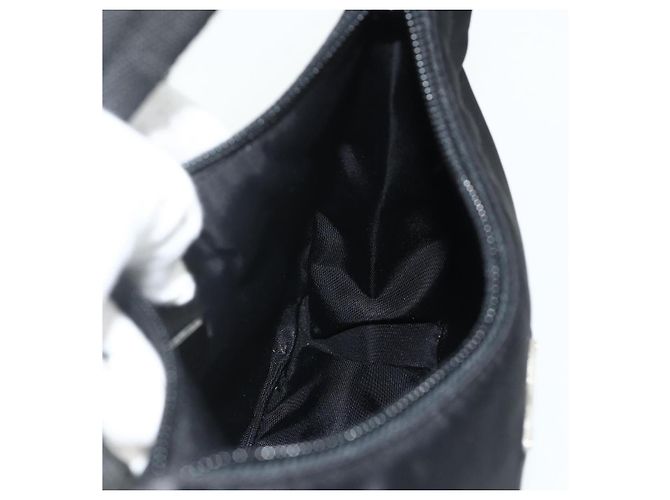 Borsa a mano Pouch PRADA Nylon Nero Argento Auth 178743 - vista 19