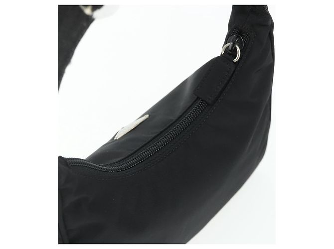 Borsa a mano Pouch PRADA Nylon Nero Argento Auth 178743 - vista 6