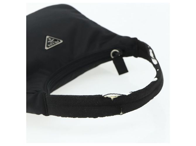 Borsa a mano Pouch PRADA Nylon Nero Argento Auth 178743 - vista 7