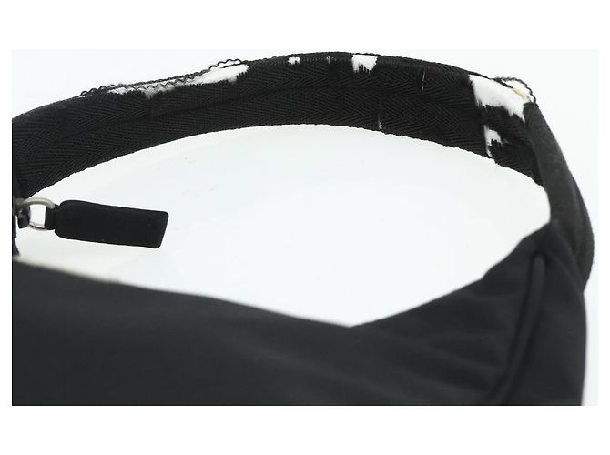 Borsa a mano Pouch PRADA Nylon Nero Argento Auth 178743 - vista 8