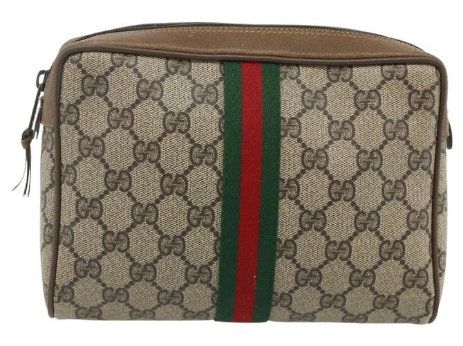 Clutch GUCCI GG Supreme Web Sherry Line in PVC Beige 89 01 012 Auth mr2470 - vista 2