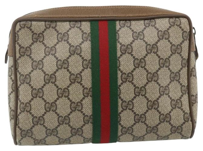 Clutch GUCCI GG Supreme Web Sherry Line in PVC Beige 89 01 012 Auth mr2470 - vista 3