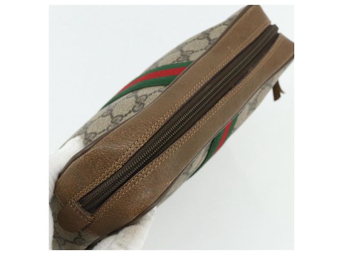 Clutch GUCCI GG Supreme Web Sherry Line in PVC Beige 89 01 012 Auth mr2470 - vista 6