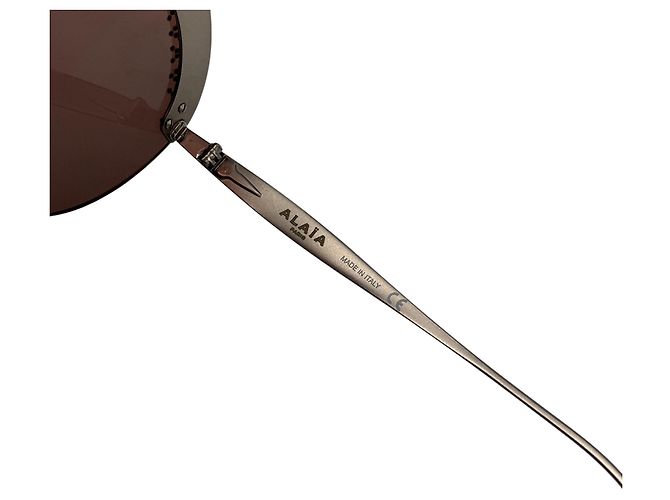 Alaïa Gafas de sol Alaia Brown / Ruthenium Rimless Round Sunglasses Castaño - vista 6