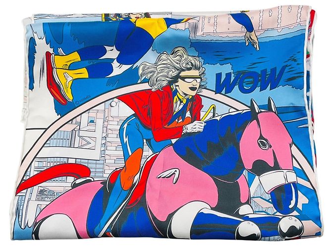 Sciarpa in seta Hermès Le Premier Chant Wow Multi Rosso / Bianco / Blu Multicolore - vista 2