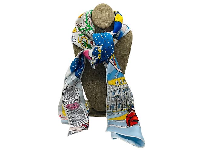 Sciarpa in seta Hermès Le Premier Chant Wow Multi Rosso / Bianco / Blu Multicolore - vista 3
