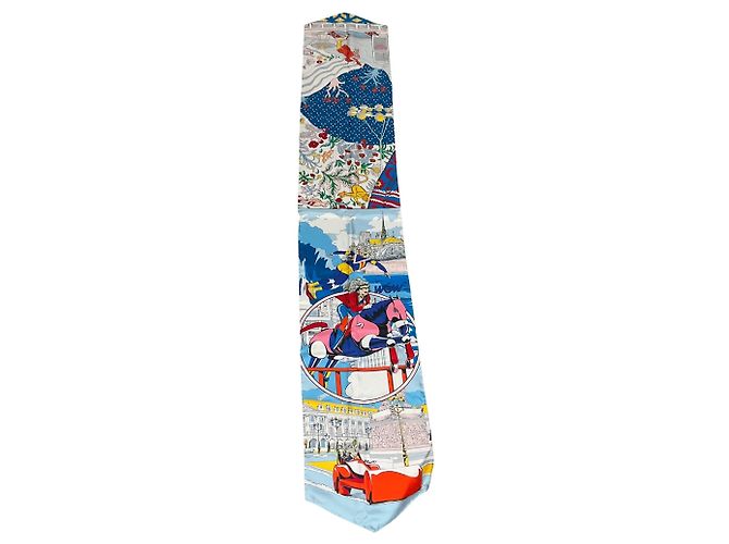Sciarpa in seta Hermès Le Premier Chant Wow Multi Rosso / Bianco / Blu Multicolore - vista 6
