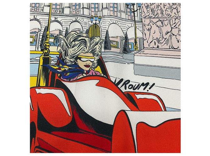Sciarpa in seta Hermès Le Premier Chant Wow Multi Rosso / Bianco / Blu Multicolore - vista 7