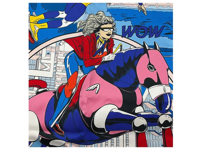 Sciarpa in seta Hermès Le Premier Chant Wow Multi Rosso / Bianco / Blu Multicolore - vista 8