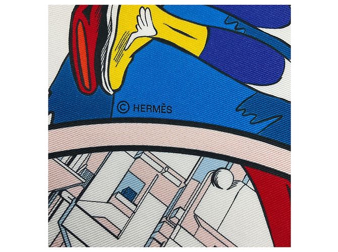 Sciarpa in seta Hermès Le Premier Chant Wow Multi Rosso / Bianco / Blu Multicolore - vista 9