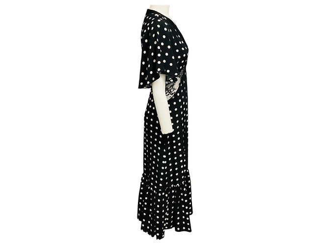 Maria Escoté Vestido Gia con estampado de lunares blanco y negro e insertos de encaje / Arias - vista 2